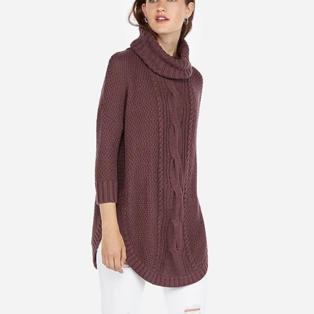 NWT Express Cowl Neck Cable Knit Circle Hem Sweater